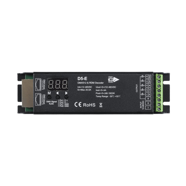 73148 D5-E SKYDANCE DC DMX512 & RDM Decoder 5 Καναλιών DC 12-48V 5 x 4A 960W - Max 20.5A 960W - IP20 Μ17.5 x Π4.5 x Υ3.3cm - 5 Χρόνια Εγγύηση