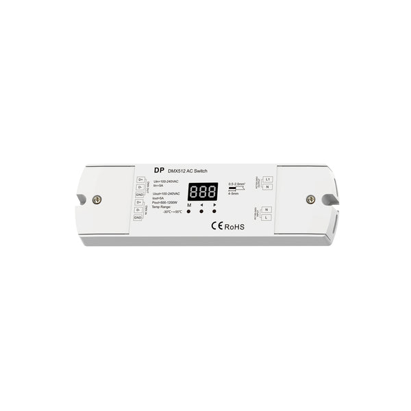 73156 DP SKYDANCE AC DMX512 Push Switch 1 Κανάλι AC 100-240V 1 x 5A 1200W - Max 5A 1200W - IP20  Μ17 x Π5 x Υ2.5cm - 5 Χρόνια Εγγύηση