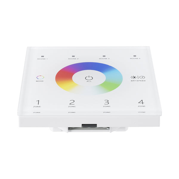 73161 T13 SKYDANCE Wireless DMX512 Wandcontroller RF 2,4 GHz 4 Gruppen für alle SKYDANCE DMX512 Controller AC 100–240 V Max. 0,1 A – IP20 M8,5 x B8,5 x H3,5 cm – 5 Jahre Garantie