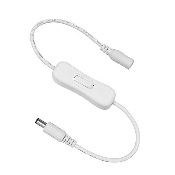 STRIPDC 73301 Ταχυσύνδεσμος DC Jack 5.5x2.1mm Θηλυκός σε Αρσενικό με Διακόπτη On/Off IP20 - Λευκό - Μ35 x Π1.9 x Υ1.5cm