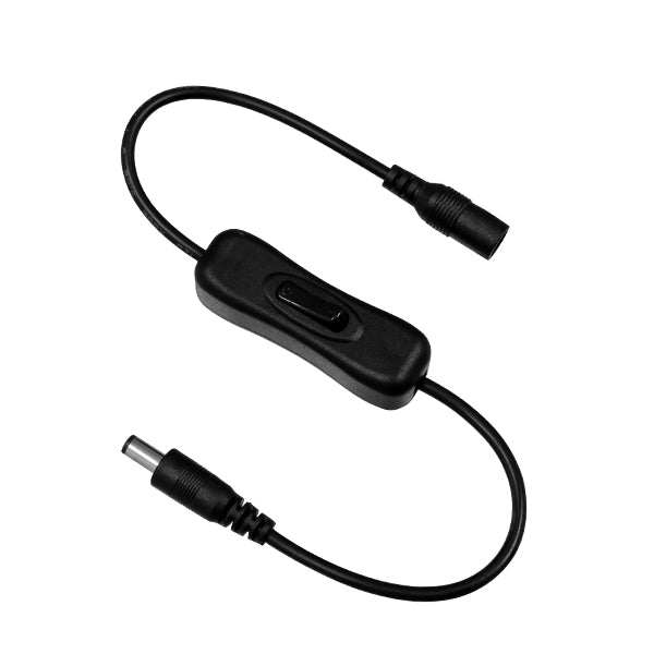 STRIPDC 73302 Ταχυσύνδεσμος DC Jack 5.5x2.1mm Θηλυκός σε Αρσενικό με Διακόπτη On/Off IP20 - Μαύρο - Μ35 x Π1.9 x Υ1.5cm