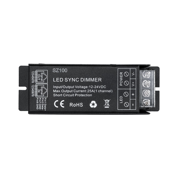 73311 DC RF 2.4Ghz Controller & Dimmer 1 Κανάλι DC 12-24V 25A MAX 600W IP 20 Μ12.7 x Π4 x Υ3.2cm με Χειριστήριο RF 2.4Ghz SYNC