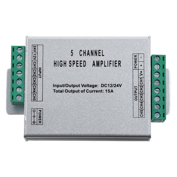 73395 High Speed LED Amplifier 5 Channels - Ενισχυτής Σήματος Υψηλών Ταχυτήτων LED 5 Καναλιών DC 12-24V RGBW+WW Max 360W Μ10.5 x Π6.3 x Υ2.3cm