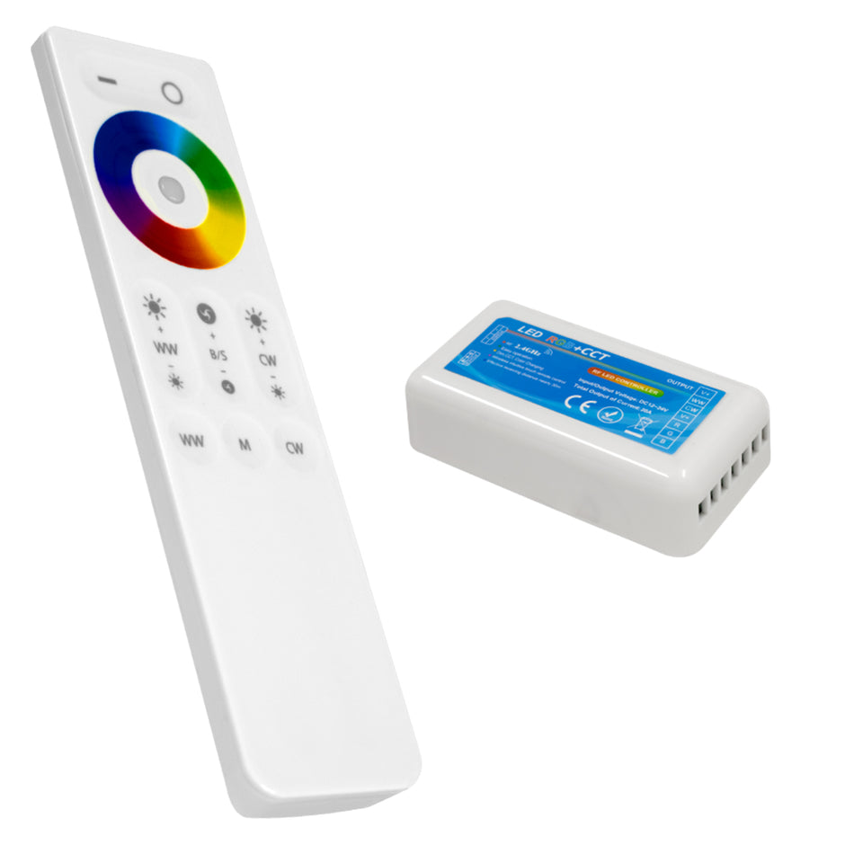 GLOBOSTAR® RGBCONTROLLER 73424 Σετ Dimmer / Controller με RF Ασύρματο Χειριστήριο με 3 x 6.7A 160W Κανάλια DC 12-24V 20.1A 480W Max IP20 - RF2.4Ghz SYNC - Μ8.5 x Π4.5 x Υ2.5cm - 2 Χρόνια Εγγύηση