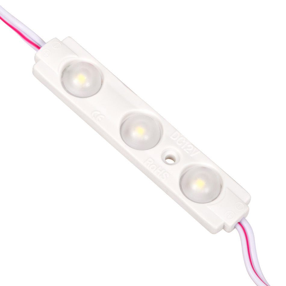 GLOBOSTAR® MODULOMI 73707 Module LED 1.5W 180lm 120° DC 12V Αδιάβροχο IP65 3 x SMD5730 Chip Ψυχρό Λευκό 6000K Dimmable - Μ6.9 x Π1.3 x Υ0.8cm - Πακέτο 20 Τεμαχίων - 3 Χρόνια Εγγύηση