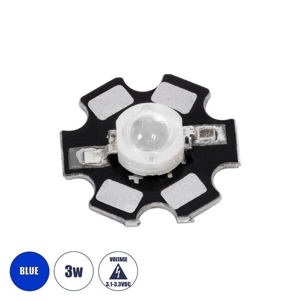 73753 High Power Star LED - Υψηλής Ισχύος Star LED 3W DC 3.2V Μπλε Φ2 x Υ0.6cm - 2 Χρόνια Εγγύηση