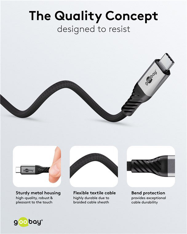 GOOBAY καλώδιο USB-C 74776, USB4, 240W, 80Gbps, 16K/60Hz, 1.5m, μαύρο