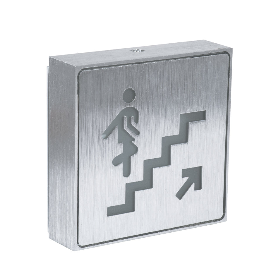 GLOBOSTAR® SENSATI 75659 Διακοσμητικό Φωτιστικό Τοίχου Ένδειξης / Σήμανσης "STAIRS UP ARROW" LED 1W 40lm 90° AC 220-240V IP20 Πράσινο - Νίκελ Βούρτσας - Μ11 x Π11 x Υ3cm - 2 Χρόνια Εγγύηση