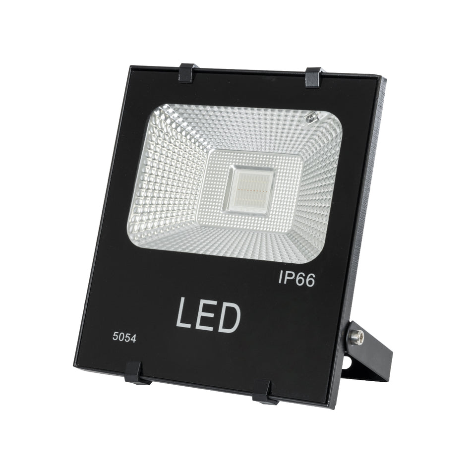 GLOBOSTAR® RGBFLOOD 75601 Προβολέας με IR Ασύρματο Χειριστήριο LED 30W 1950lm 120° AC 220-240V Αδιάβροχο IP66 Πολύχρωμο RGB Dimmable - Μαύρο Ματ - Μ17 x Π4.5 x Υ20cm - 2 Χρόνια Εγγύηση