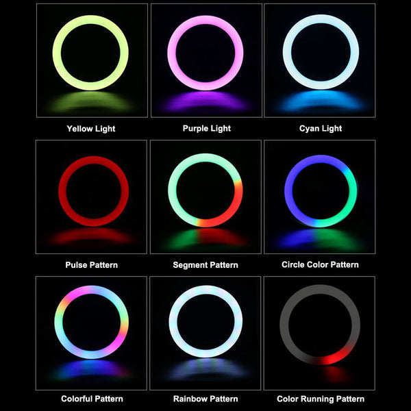 Professionelles digitales Ringlicht Φ20cm LED SMD 20W 2000lm - Integrierter Controller - Mehrfarbig RGBW+WW dimmbar