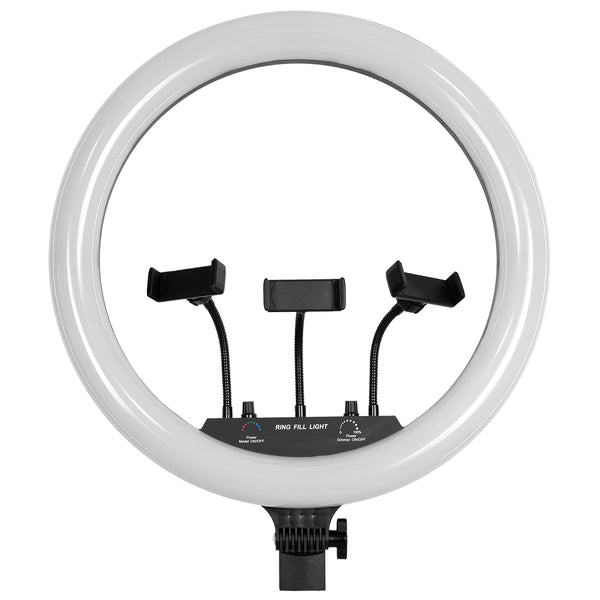 75805 Professional Digital Ring Light Φ46cm LED SMD 70W 7000lm 180° AC 230V με Καλώδιο Τροφοδοσίας Πρίζας - Ασύρματο Χειριστήριο RF 2.4Ghz Εναλλαγής Χρωμάτων & 3 Βάσεις Τηλεφώνου - Πολύχρωμο RGBW+WW Dimmable