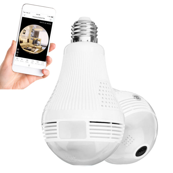 WIFI 2.4G IP-KAMERA 2.0MP 1080P – Intelligente versteckte WiFi-IP-Kamera 1080P Fischauge 360° 3W LED-Lampenform mit Lampenfassung und E27-Sockel Smart Home