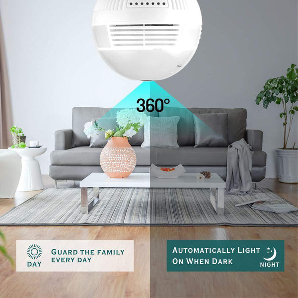 WIFI 2.4G IP-KAMERA 2.0MP 1080P – Intelligente versteckte WiFi-IP-Kamera 1080P Fischauge 360° 3W LED-Lampenform mit Lampenfassung und E27-Sockel Smart Home