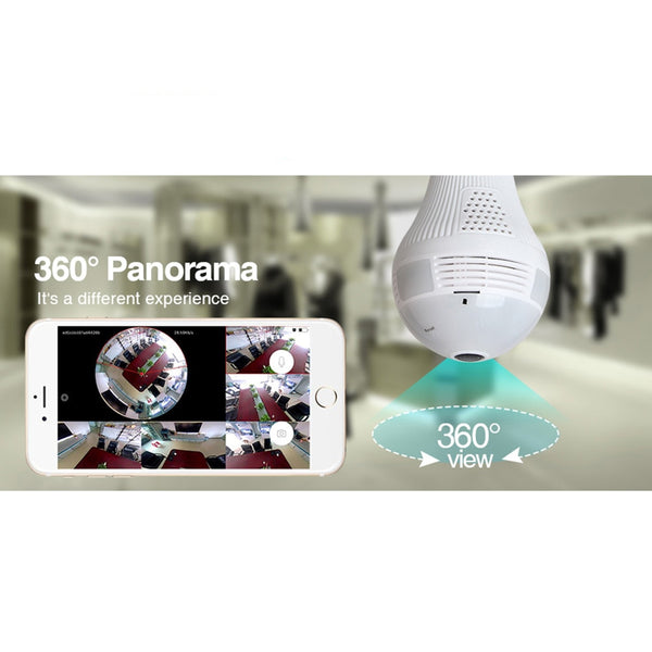 WIFI 2.4G IP-KAMERA 2.0MP 1080P – Intelligente versteckte WiFi-IP-Kamera 1080P Fischauge 360° 3W LED-Lampenform mit Lampenfassung und E27-Sockel Smart Home