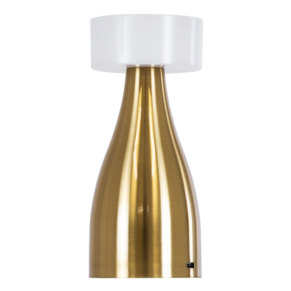 GloboStar® DOLLY 76470 Επαναφορτιζόμενο Επιτραπέζιο Φωτιστικό Πορτατίφ LED 1.5W 105lm 120° DC 5V IP44 CCT Ultra Θερμό 1500K - Φυσικό Λευκό 4500K - Ψυχρό Λευκό 6000K Dimmable Χρυσό & Λευκό Πλαστικό - Μ9 x Π9 x Υ21cm - 2 Χρόνια Εγγύηση