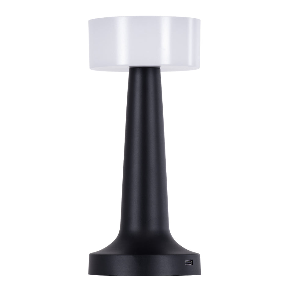 GloboStar® NANNA 76472 Επαναφορτιζόμενο Επιτραπέζιο Φωτιστικό Πορτατίφ LED 1.5W 105lm 120° DC 5V IP44 CCT Ultra Θερμό 1500K - Φυσικό Λευκό 4500K - Ψυχρό Λευκό 6000K Dimmable Μαύρο & Λευκό Πλαστικό - Μ9 x Π9 x Υ21cm - 2 Χρόνια Εγγύηση