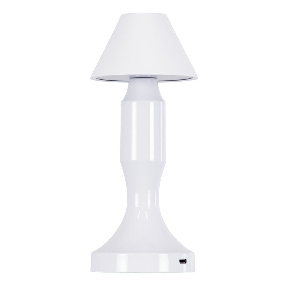 GloboStar® LUNNA 76476 Επαναφορτιζόμενο Επιτραπέζιο Φωτιστικό Πορτατίφ LED 1.5W 105lm 120° DC 5V IP44 CCT Ultra Θερμό 1500K - Φυσικό Λευκό 4500K - Ψυχρό Λευκό 6000K Dimmable Λευκό Πλαστικό - Μ9 x Π9 x Υ23cm- 2 Χρόνια Εγγύηση