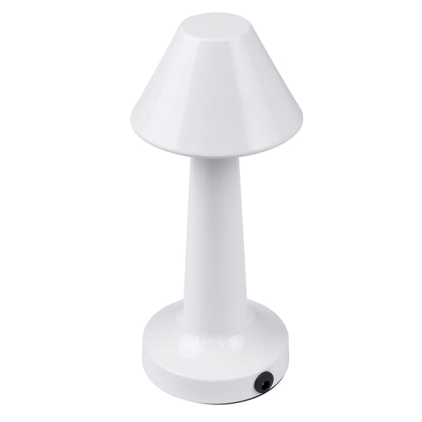 MOLLY Moderne Tischlampe, tragbar, LED, 1,5 W, 105 lm, 120° DC, 5 V, wiederaufladbar – Touch-Schalter mit 3 Beleuchtungsstärken, Warmweiß 2700 K, dimmbar – Weiß