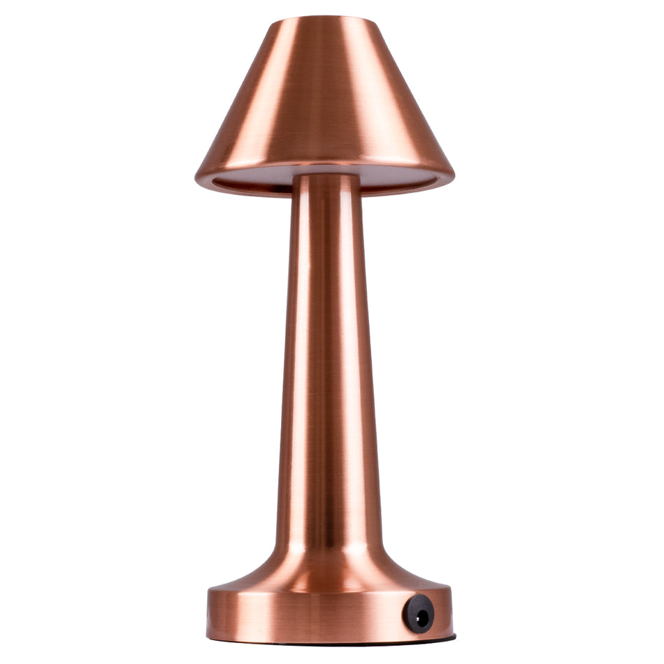 GloboStar® MOLLY 76517 Επαναφορτιζόμενο Επιτραπέζιο Φωτιστικό Πορτατίφ LED 1.5W 105lm 120° DC 5V IP44 Θερμό Λευκό 2700K Dimmable Χάλκινο Αλουμίνιο - Μ10 x Π10 x Υ23cm - 2 Xρόνια Εγγύηση