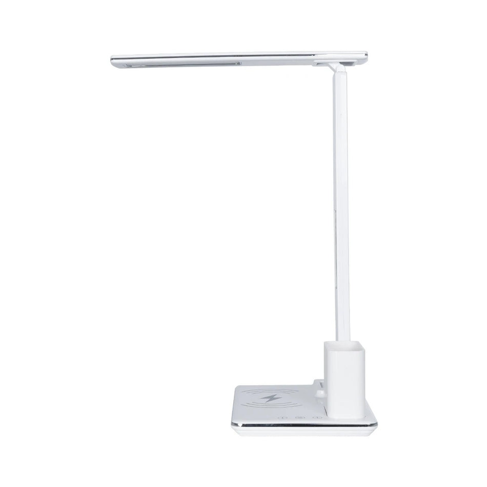 GLOBOSTAR® ZENTIME 76554 Μοντέρνο Επιτραπέζιο Φωτιστικό Γραφείου με Ασύρματη Φόρτιση 15W 3A & Ψηφιακό Ρολόι LED 3.5W 350lm 120° DC 5V με USB-C IP20 Ρυθμιζόμενο Λευκό CCT με Αφή 2700K/4500K/6000K Dimmable - Sanan SMD Chip - Μαύρο - Μ19.5 x Π14.5 x Υ38.8...