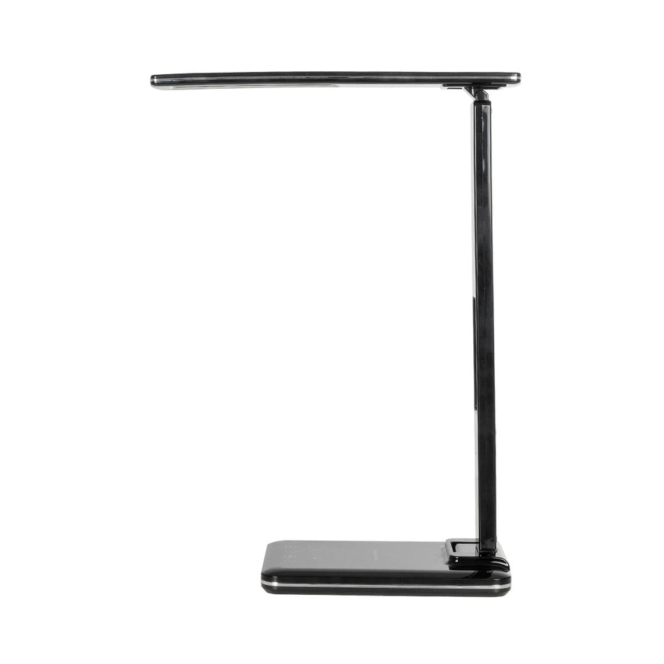 GLOBOSTAR® ZENTIME 76564 Μοντέρνο Επιτραπέζιο Φωτιστικό Γραφείου με Ασύρματη Φόρτιση 10W 2A & Ψηφιακό Ρολόι LED 3.5W 350lm 120° DC 5V με USB-C IP20 Ρυθμιζόμενο Λευκό CCT με Αφή 2700K/4500K/6000K Dimmable - Sanan SMD Chip - Μαύρο - Μ18 x Π12 x Υ40cm - 2...