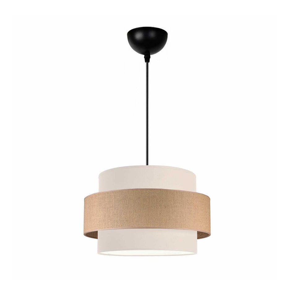 GLOBOSTAR® SOHO 204-0172 Μοντέρνο Κρεμαστό Φωτιστικό Οροφής με Ντουί 1 x E27 AC 220-240V IP20 - Καφέ & Μπεζ - Μ30 x Π30 x Υ20cm