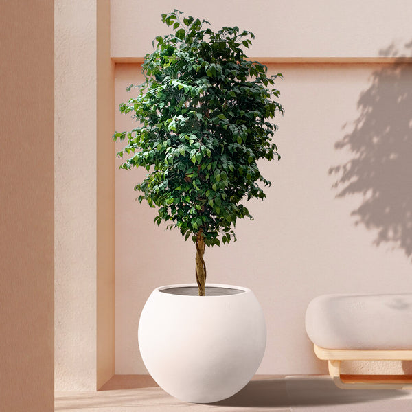 Artificial Garden MURANO 20766 Επιδαπέδιο Πολυεστερικό Τσιμεντένιο Κασπώ Γλάστρα - Flower Pot Λευκό Φ90 x Υ70cm