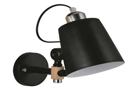 YQ-4003 SAM BLACK METAL-WOOD WALL LAMP 1Ε1