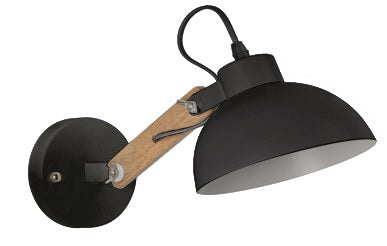 YQ-4004 POL BLACK METAL-WOOD WALL LAMP 1Ε1