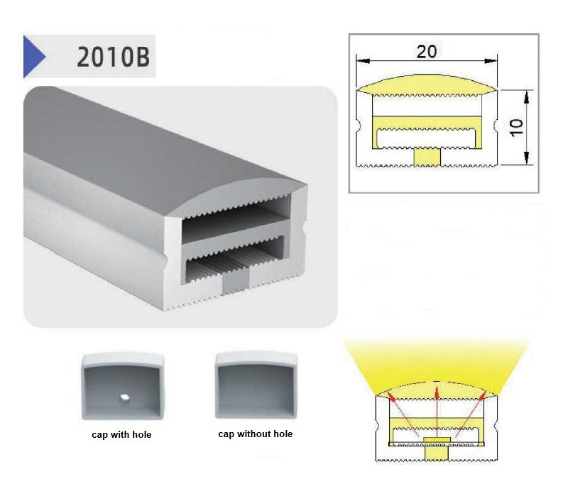 SE-SIL-2010B THICK SILICON 2x1cm FOR LED STRIP PRICE PER METER