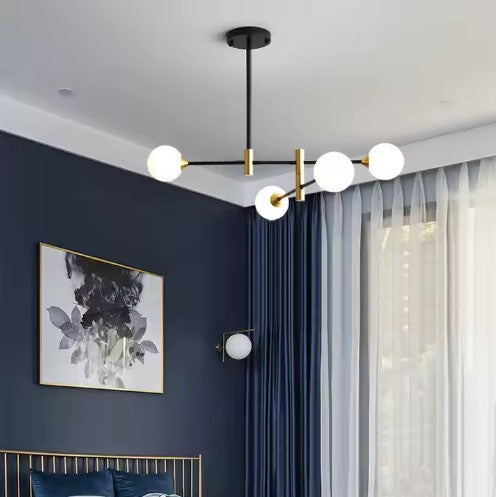 SE21-HA-4 HARUTO BLACK AND GOLD PENDANT OPAL 83x45cm  E27*4  MAX 60W IP20  2 YEARS WARRANTY