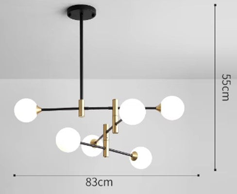 SE21-HA-6 HARUTO BLACK AND GOLD PENDANT OPAL 83x55cm E27*6 MAX60W IP20 2 YEARS WARRANTY