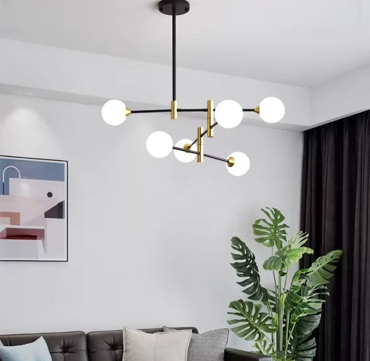 SE21-HA-6 HARUTO BLACK AND GOLD PENDANT OPAL 83x55cm E27*6 MAX60W IP20 2 YEARS WARRANTY