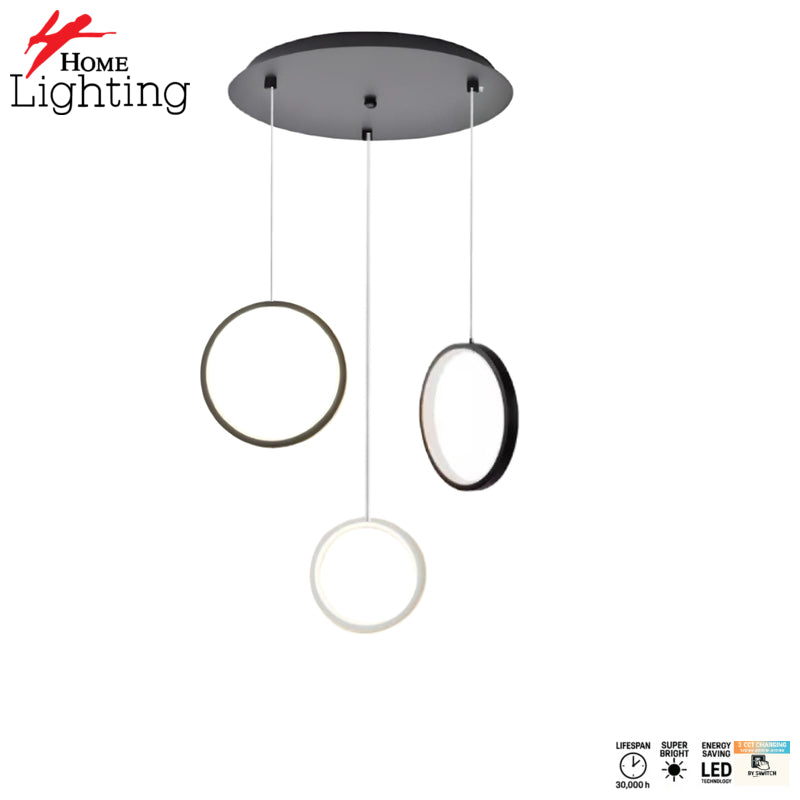 SE LED 26 AINA ROUND BLACK AND WHITE PENDANT 40x20+16+20x100cm 26W IP20 3CCT 2 YEARS WARRANTY+