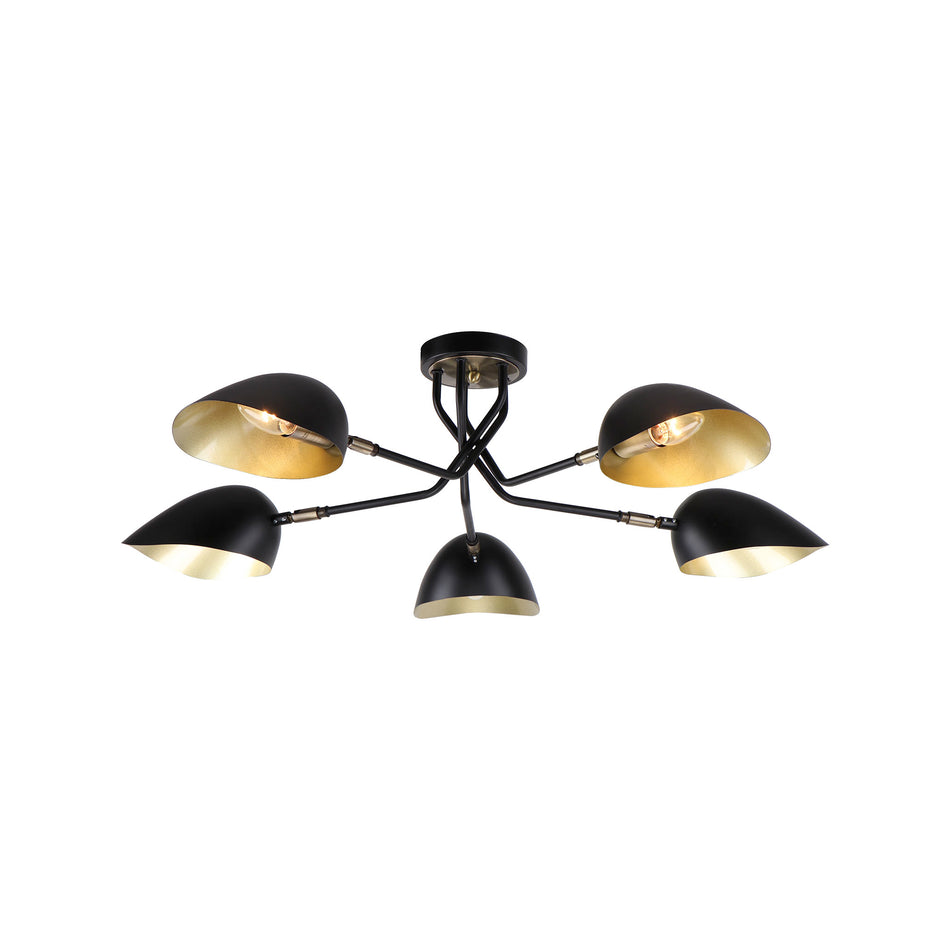 KQ 2759/5 ELIA BLACK AND ANTIQUE BRASS CEILING LAMP Ζ3