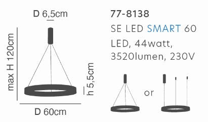 SE LED SMART 60 AMAYA PENDANT BLACK Δ5