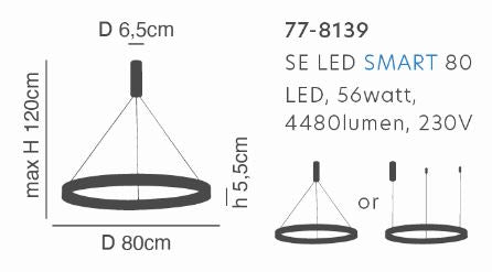 SE LED SMART 80 AMAYA PENDANT BLACK Δ5