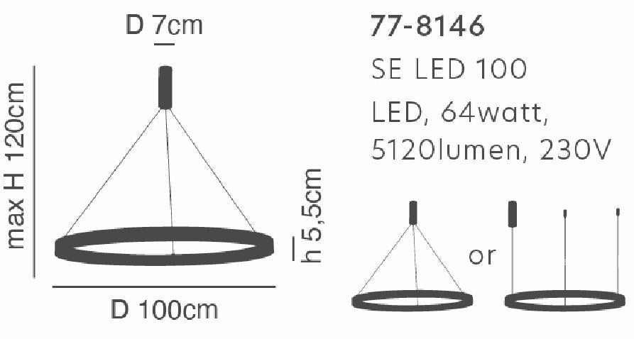 SE LED 100 AMAYA PENDANT NICKEL MAT Ε5