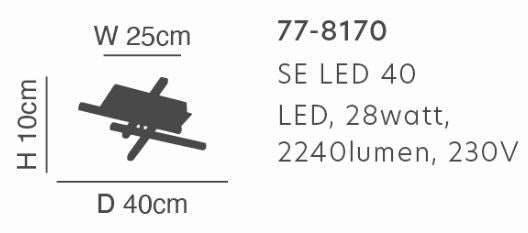 SE LED 40 RECTA CEILING CHROME Ε3