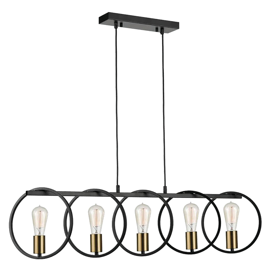 KQ 9016-5 HOOP PENDANT BLACK & BRUSHED BRASS Γ4