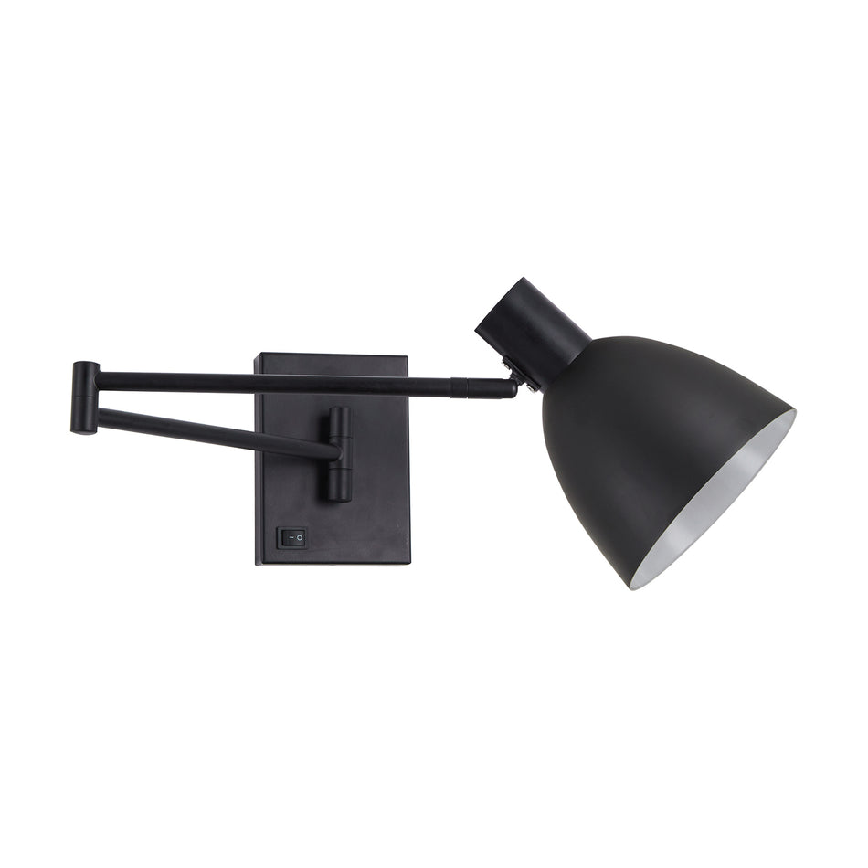 SE21-BL-52-MS2 ADEPT WALL LAMP Black Wall Lamp with Switcher and Black Metal Shade+