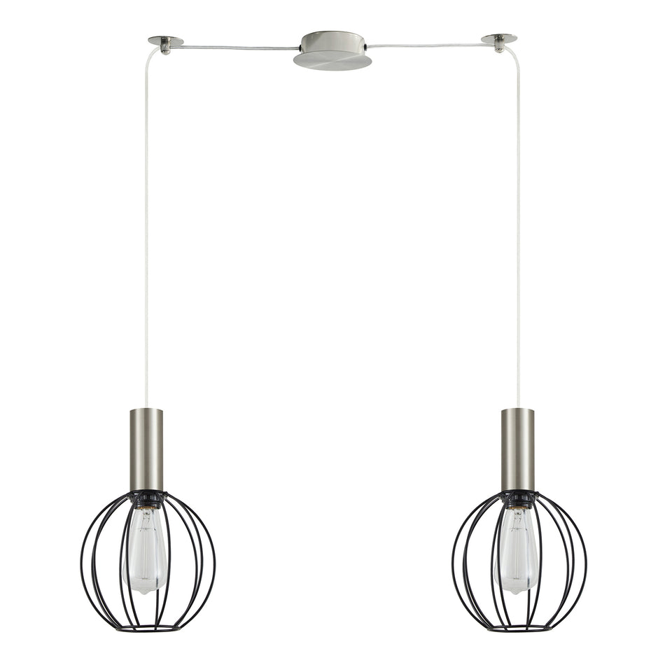 SE21-NM-4-NM2-GR2 ADEPT TUBE Nickel Matt Pendant Black Metal Grid+