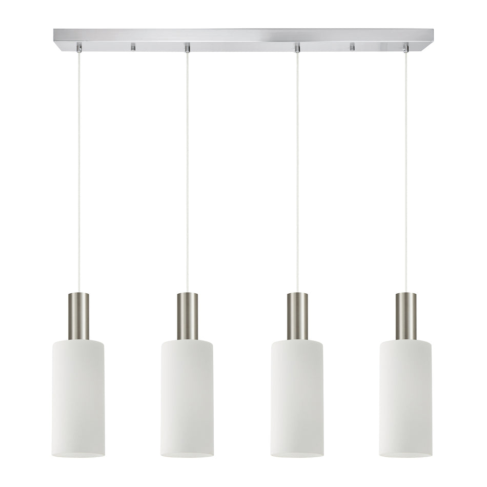 SE21-NM-4-4NM-GL3 ADEPT TUBE Nickel Matt Pendant White Glass+