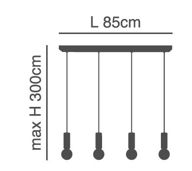 SE21-BL-4-4BL ADEPT TUBE Black Pendant+