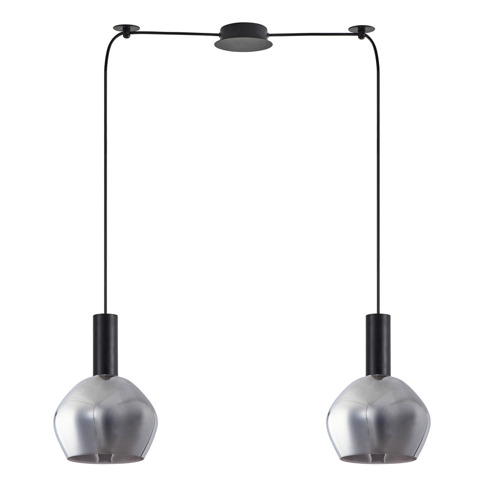 SE21-BL-4-BL2-GL2 ADEPT TUBE Black Pendant Smoked Glass+