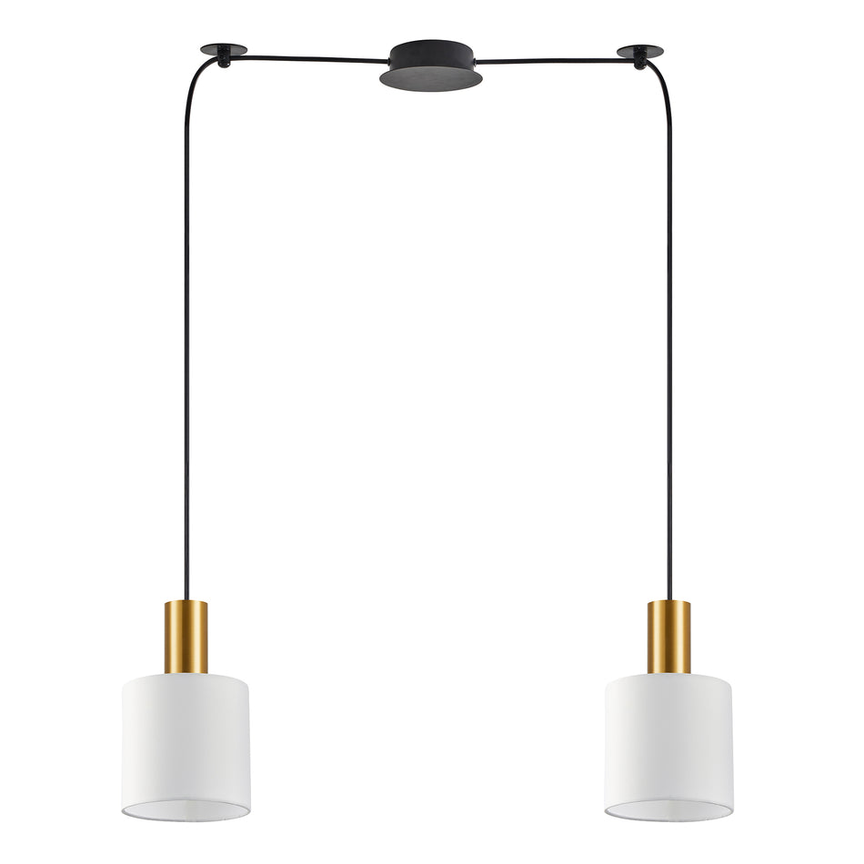 SE21-GM-4-BL2-SH1 ADEPT TUBE Gold Matt Pendant White Fabric Shade+