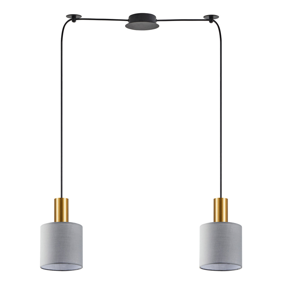 SE21-GM-4-BL2-SH2 ADEPT TUBE Gold Matt Pendant Grey Fabric Shade+