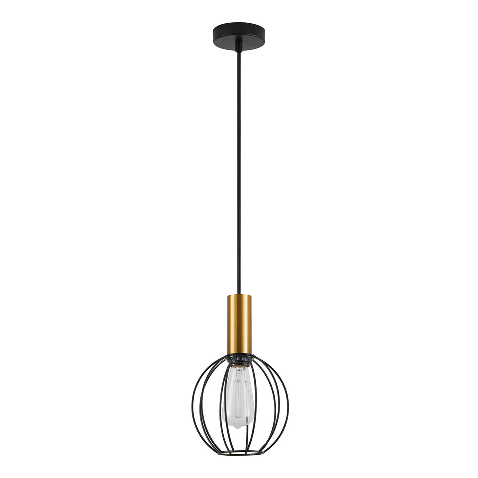 SE21-GM-4-GR1 ADEPT TUBE Gold Matt Pendant Black Metal Grid+