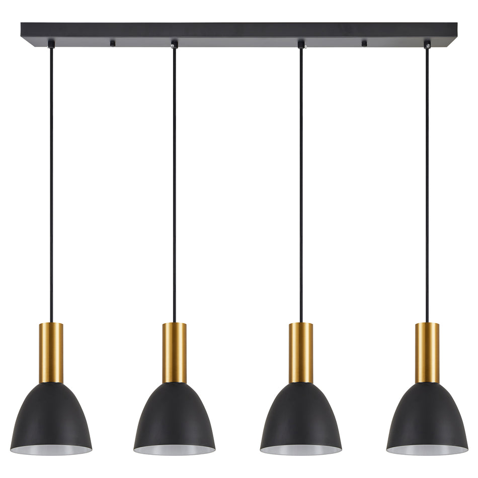 SE21-GM-4-4BL-MS2 ADEPT TUBE Gold Matt Pendant Black Metal Shade+