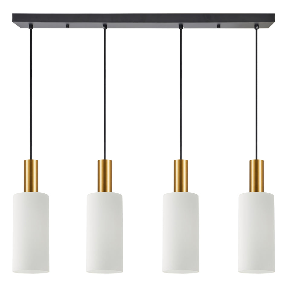 SE21-GM-4-4BL-GL3 ADEPT TUBE Gold Matt Pendant White Glass+